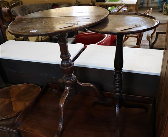 19th century oak tilt-top table and a tripod wine table